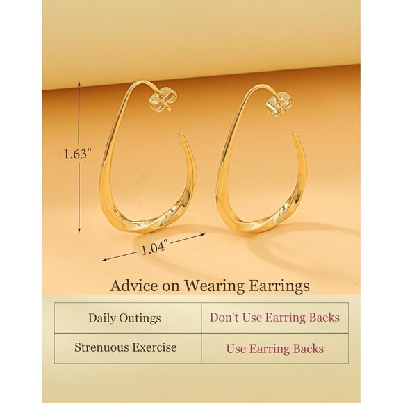 ⚡Gold Drop Hoop Earrings Modern Statement Jewelry for Women Fashion Party Gift - Picture 5 of 6